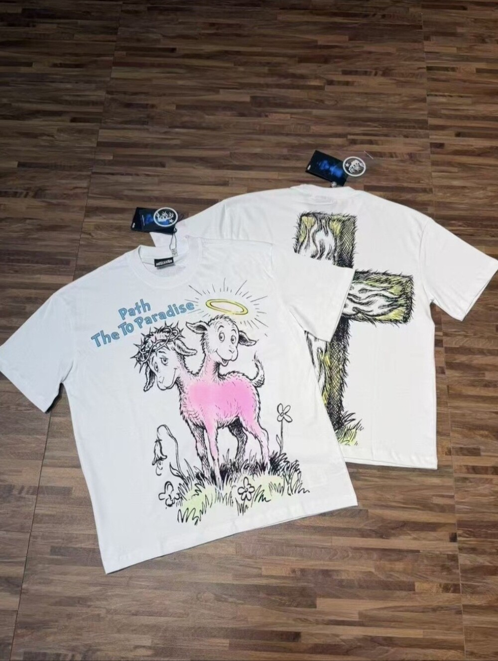Hellstar White "Path The To Paradise" Two-Headed Lamb Graphic T-Shirt